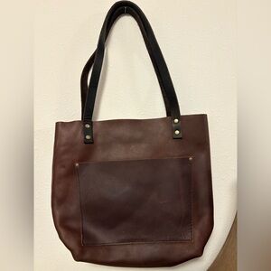 Dark brown, leather Portland, leather top bag purse